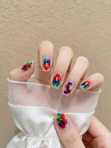 Dopamine Style Personalized Nail Stickers Abstract Gradient Floral Design DIY Nail Art Tool - 彩色 - 查看 2