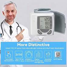 Wrist Digital Blood Pressure Monitor With Large LCD Screen-Including Hypertension Detector, Heart Rate And Pulse Measurement, Memory Function And Battery Power Supply (Excluding Battery) - White - View 10