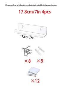 Estante de acrílico transparente para discos de vinilo, repisa flotante montada en la pared para exhibir álbumes LP, estante de pared de acrílico sin instalación de taladro o tornillo, herrajes incluidos, 4 tamaños & múltiples opciones de paquetes - Ver 20