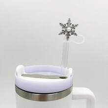 8 piezas de cubiertas de popotes brillantes para vasos de 30 y 40 onzas de, 10 mm/ 0.4 pulgadas de ancho, lindas puntas protectoras de silicona para tapas de popotes compatibles con - 8 piezas de joyas con brillo - Ver 3