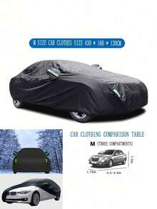 1pc SUV Car Cover, All Black 190T Taffeta Polyester Waterproof Outdoor Car Cover, Rainproof, Sunproof, Frostproof, Snowproof, All-Weather, Four Seasons Universal, With Reflective Strips And Windproof Straps, Dustproof, UV Protection, Heavy Duty Full Car Exterior Cover - Black - View 9