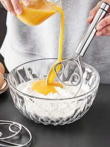 1/2pcs Stainless Steel Handheld Dough Mixer With Ergonomic Handle - Dough Scraper, Dual-Hole Quick Mixing Tool, Suitable For Cooking, Mixing And Beating Eggs, Kitchen Gadgets And Baking Tools, Suitable For Restaurants, Food Trucks - Multicolor - View 5