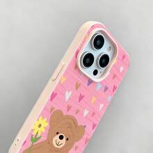Tema de amor del oso de peluche marrónfunda de teléfono Fundas compatibles con ,Apple,VIVO,OPPO,,, y Honor.Fabricadas en silicona TPU,ofrecen protección contra golpes y caídas. - Rosa - Ver 2