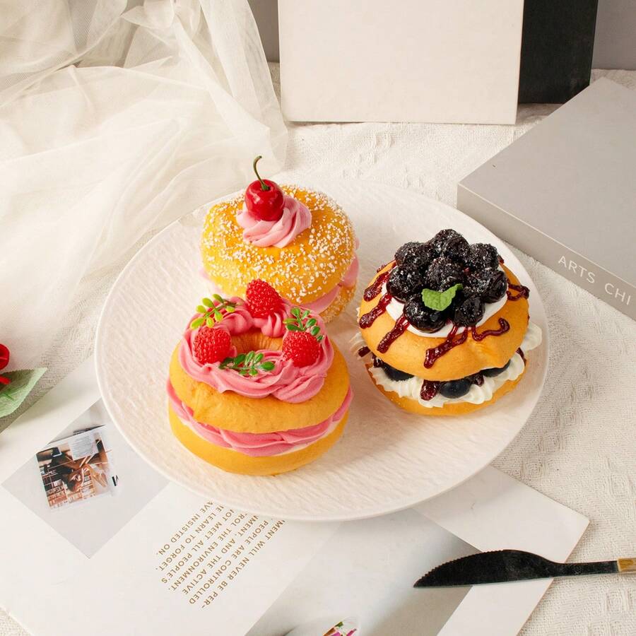 Artificial Fake Bread Hamburger Decor, Simulated Croissant Fake Fruit Snack Food Model, Cream Cake Shop Window Display, Appetizing Fake Croissant, Exquisite Photography Prop Dollhouse Decoration - Sandwich Burger - View 1