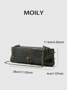 Túi đeo vai đa năng thời trang, túi đeo chéo, túi cầm tay clutch dáng bull, khóa cài và khóa kéo kép, phong cách retro thanh lịch, chất liệu PU, túi xách nữ phù hợp hẹn hò, du lịch, đi làm, đi học, tiệc tối - Màu xanh lá cây đậm - Xem 6