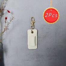 2入款開學熱銷短款PU皮革筆袋附鑰匙圈，便攜式鉛筆袋筆保護套，耐用防刮，簽名筆套，學校用品商務辦公用品辦公文具，送給朋友和同學的最佳禮物 - 多色 - 查看 10