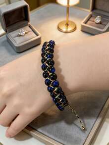 Pulsera de Cuerda Trenzada Estilo Mano con Piedra Natural Ojo de Tigre Azul, Pulsera de Cuerda de Cinco Colores de la Suerte, Piedra del Valor, Pulsera Unisex, Empaque en Caja de Regalo, Apta para Regalar o Uso Personal - Multicolor - Ver 6