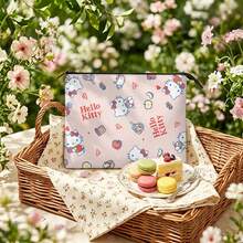 Miniso 三麗鷗 Hello Kitty 全身印花帆布化妝包，蘋果與愛心圖案拉鍊收納袋，適用於化妝品、盥洗用品旅行收納 - 10x8.1英寸 - 查看 2
