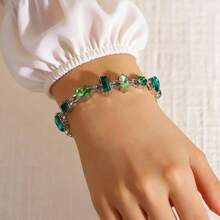 1pc Fashion Summer Sparkling Green Candy Rhinestone Bracelet, Mori Style Niche Fresh Versatile Bracelet, Suitable For Gifts And Daily Wear - Multicolor - View 4