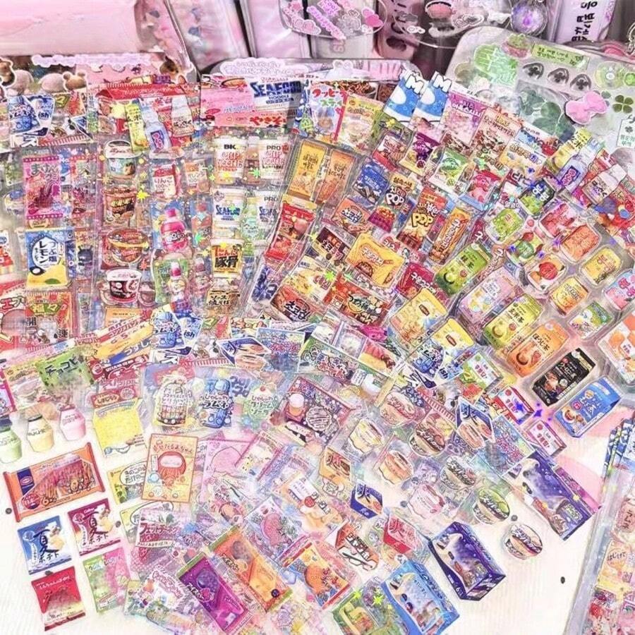 1/10pcs Snack Food Packaging Stickers For Phone PET Waterproof Cartoon Scrapbook Sticker Journaling Stationery Kawaii - Multicolor - View 1
