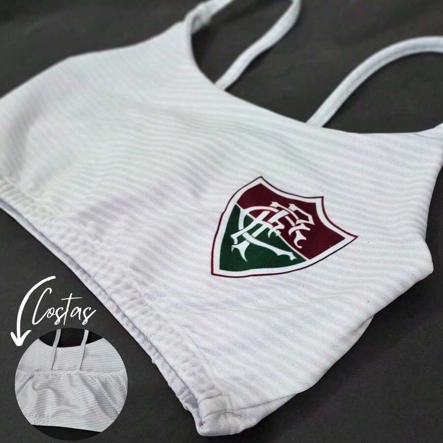 Top Fitness Academia Cores Confortável Alça Fina Times Brasil Promoção - FLUMINENSE BRANCO - Visão 1