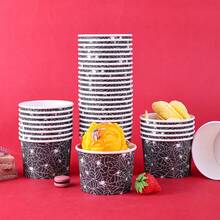 10/20/60pcs, Halloween Spider Web Themed Birthday Disposable Paper Cups, Black Spider Web Print Ice Cream Snack Bowls, Halloween Treat Snack Cups Birthday Party Candy Treat Serving Tableware Favors,Paper Dessert Bowls For Birthday Summer Party Favor - Black - View 3