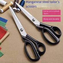 Stainless Steel Tailor Scissors, Professional Sewing Scissors For Fabric Cutting, Sharp Alloy Dressmaking Shears For Leather Cloth Craft Sewing - 8-inch Stainless Steel Blade, Black Plastic Handle, Tailor's Scissors - View 6