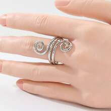 Vintage Punk Asymmetrical Hollow Round Silver Ring, Minimalist Handmade For Women, Simple Round Line Ring, Party Jewelry Gift - Silver - View 2
