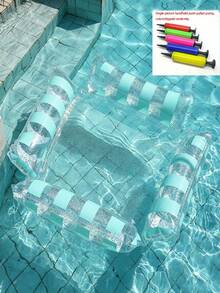 1pc Upgraded 4-Tube Inflatable Floating Mat (Includes Random Color Air Pump), Multiple Colors Available, Transparent Shiny Striped Tube Body With Reflective Sequins Inside, Holiday Essential, Summer Water Party Must-Have, Suitable For Adult Vacation And Leisure Use, Inflatable Pool, Inflatable Pool Float, Beach Supplies, Beach Accessories, Inflatable Sea, Non-Food Contact - Sequin Striped Style - View 11