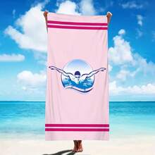 1pc Ultra Soft Swimming Pattern Beach Towel For Beach Pool Party - Vacation Beach Accessory Beach Blanket Pool Towel - Multicolor - View 3