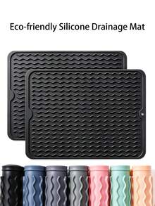 Silicone Dish Drying Mat For Kitchen Counter Under Sink Protector Organizers Cooking Baking For Griddle Accessories Coffee Mats Appliance Stone Rack Trays Drain - Multicolor - View 1