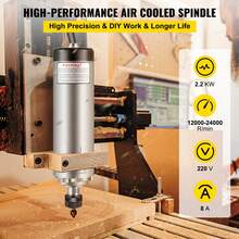 Air Cooled Spindle Motor ER20 CNC Spindle Milling Motor 2.2KW Spindle Motor 24000 RPM 400 Hz For CNC Router Engraving Milling Grind Machine 220V - 2.2KW 24000 RPM - View 2
