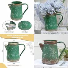 Jarrón de jarra vintage jarrón rústico jarrón de granja para flores jarrón de leche de metal vintage jarrón pequeño decorativo decoración shabby chic para el hogar cocina baño - Verde - Ver 1