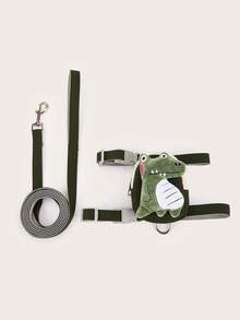 Cute 3D Plush Dinosaur Pet Harness & Leash Set, Adjustable Strap, With Storage Backpack And Keychain Pendant, Suitable For Small To Medium Cats And Dogs, Outdoor Pet Supplies - Multicolor - View 10