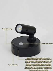 1pc LED Minimalist High-End Magnetic Wall Lamp, 3 Color Temperature Adjustable/RGB Color (500mAh Battery Capacity), Stepless Dimming, Adjustable Spotlight Lighting, Motion Sensor Light, Bedside Lamp, Bedroom Night Light, Wireless LED Light, Wall Lamp (Free Gift: Data Cable) Suitable For Home Indoor Bedroom, Study, Hallway, Entrance And Other Places, Room Decoration, Creating Atmospheric Lighting Effect, Night Light Use - Induction Spotlights - View 14