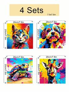1Pc/4Pcs Colorful Animal Graffiti Theme DIY Oil Painting By Numbers Painting Crafts Adult Home Decoration Holiday Gifts - 20x20 - View 11