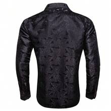 Men's Black Rose Pattern Formal Shirt, Comes With An Elegant Gold Collar Chain, Long Sleeve Style For Evening Banquets And Formal Gatherings - 黑色 - 查看 2