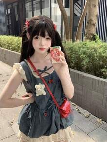 Women Suit Sets - Denim Top + Lace Skirt Two-piece Set - View 6