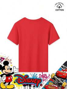 Disney 'Cars' Lightning McQueen No. 95 Themed Summer Red Top, Short-Sleeved, Casual And Cute Style, Suitable For Teenagers And Children To Wear, Perfect For Fashionable Girls. Comfortable And Casual, Suitable For Year-Round Wear. Classic Disney Pattern, Ideal For Travel, Perfect For Girls To Wear When Visiting Disneyland. - Red - View 3