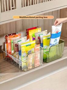 Durable Transparent Condiment Storage Box With Adjustable Divider Multipurpose Kitchen Organizer Box For Home Kitchen Organization Countertop Apartment Essentials Stackable Detachable Fridge Organizer Fridge Restock Great Restaurant Summer Cleaning - Multicolor - View 4