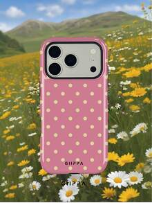 GIIPPA 1個淡粉色背景配淡黃色圓點圖案設計，Phone17 Pro Max手機殼，相容於Phone16 Pro Max、15 Pro Max、14 Pro Max，韓系高端時尚趣味手機殼，相容於11/12/13/14/15/16 Pro Max Plus，優雅設計適合男女，送女友的完美禮物，適用於聖誕節、情人節、復活節、婚禮季和生日！ - 粉色 - 查看 6