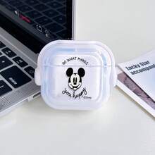 Disney Mickey Mouse "Do What Makes You Happy" Inspirational AirPods Case Cute Transparent Shockproof Shell With Rotating Bracket Compatible With AirPods 1/2/3/4 And Pro/Pro 2 Nd Generation Suitable For New AirPods Pro 3 Stocking Stuffers The Girlfriend. - Transparent - View 4