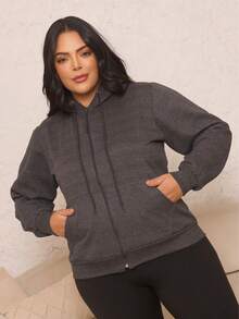 Women's Plus Size Blouse With Zipper, Pockets, And Fur Trim. - Granate - Ver 3