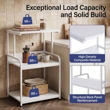 3-Tier Rolling Printer Stand With Storage Shelves, Multi-Purpose Printer Organizer Cart With Wheels, For Folders Books Fax Machine Scanner Home Office Desk - White - View 7
