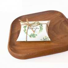 Wedding Mori Style Kraft Paper Green Leaf Pillow Shaped Creative Candy Box - Multicolor - View 6