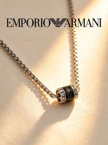 EGS2844040 Armani 男士奢華 Logo 吊墜項鍊禮物 - 黑色 - 查看 6