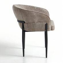 Fabric Dining Chair, Curved Back High-Density Fabric Dining Chair, Powder Coated Metal Legs, Suitable For Dining Room/Kitchen/Coffee Corner, 4 Colors Available - Beige - View 4