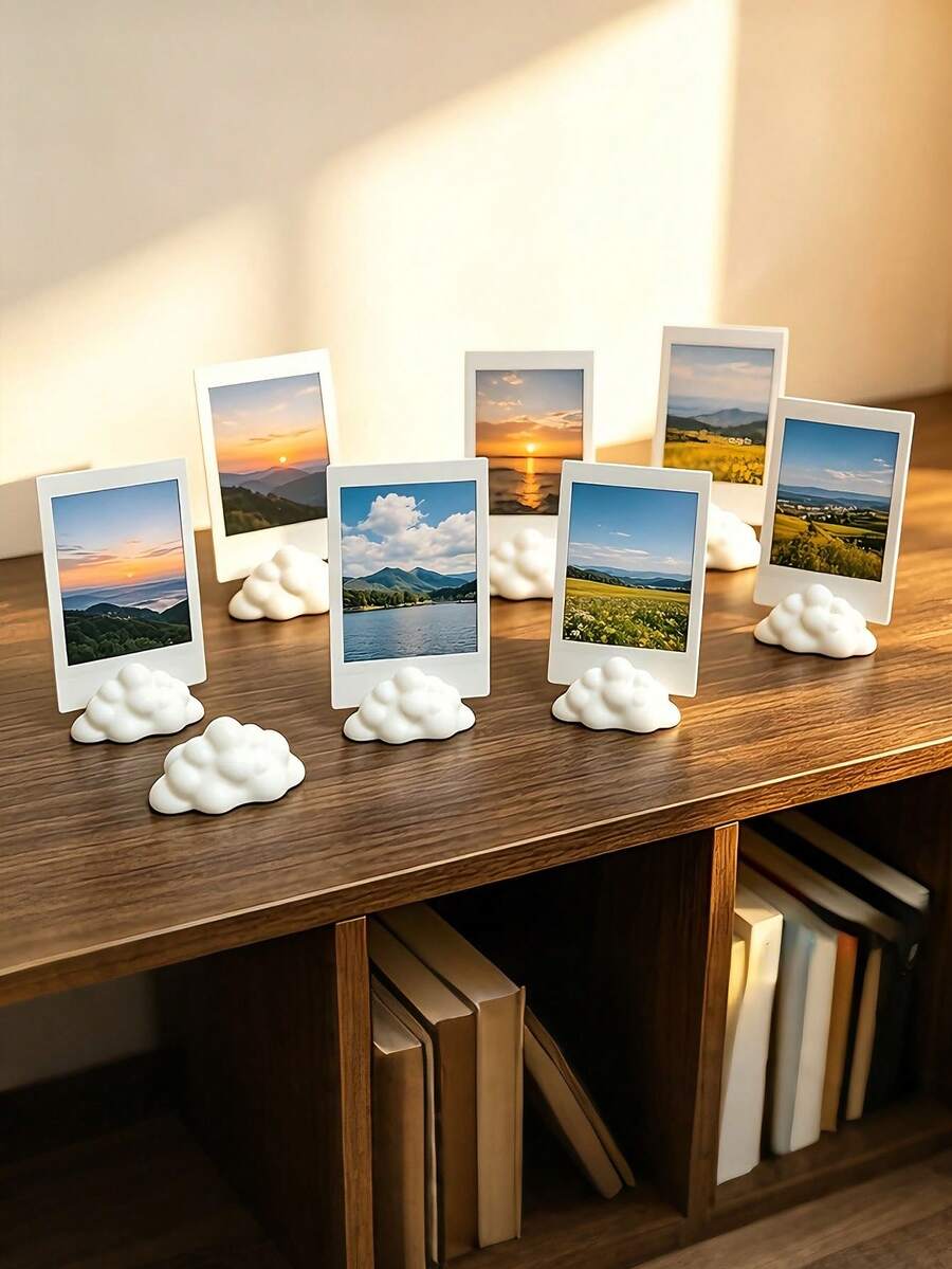 Set Dekorasi Foto Personalisasi 5 Buah, Stand Pajangan Foto Lucu, Stand Pajangan Foto Berbentuk Awan, Tempat Kartu Mini, Cocok untuk Dekorasi Meja, Kamar Tidur, Kamar Mandi, Kantor, Ideal untuk Dekorasi Rumah, Pesta, Pernikahan, Liburan - A - View 1