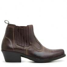 Men's Country Boot With High Heel, Leather, Short Shaft, Rodeo Style - Coffee - View 6