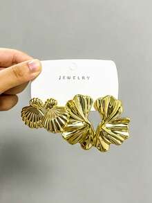 6pcs/18pcs Conjunto de Brincos Femininos da Moda Floral & Geométrico Multicor Dourado, Material CCB Leve, Adequado para Uso Diário e Feriados - Multicolorido - Visão 4
