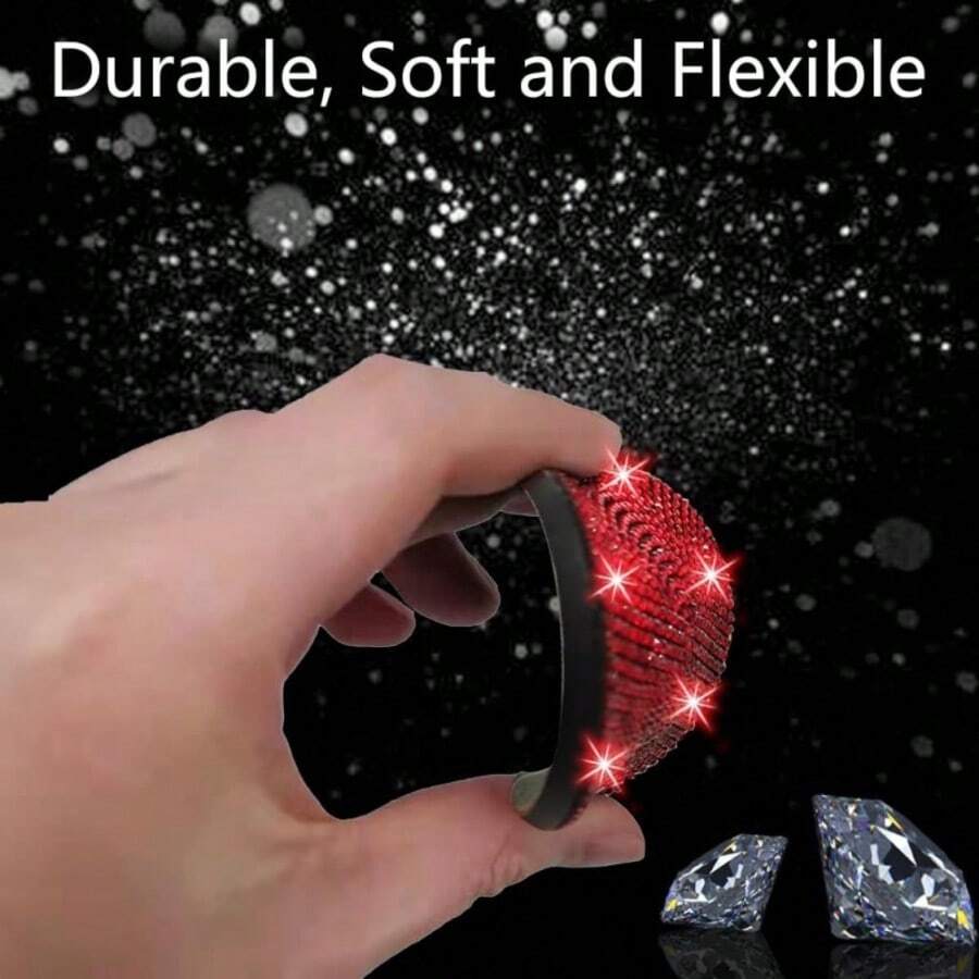 2 piezas Inserto universal para portavasos de coche con cristales, silicona antideslizante e impermeable, diseño brillante con cristales, múltiples colores disponibles, accesorio de decoración interior
