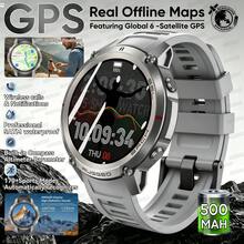 GUHUAVMI 2026新款耐用男士戶外GPS運動智慧手錶，真實GPS離線地圖下載，雙頻高精度GPS定位，1.43吋HD AMOLED全觸控螢幕，5ATM防水游泳手錶，無線通話，語音助手，提醒功能，170+運動模式，GPS軌跡，指南針/高度計/氣壓計，健身追蹤手錶，雙色時尚設計，500mAh大容量電池，兼容iOS和Android - 查看 16