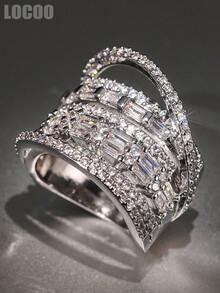 1pc Gorgeous Cubic Zirconia Ring, Suitable For Women To Wear, Suitable For Wedding, Engagement, Anniversary Party, Valentine's Day Gift - 1# - View 6