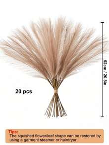 20pcs Artificial Pampas Grass, Valentine's Day Decoration, 55cm/21.65in Pink, White, Beige Artificial Reed, Fluffy Artificial Bohemian Style Decor, Suitable For Halloween, Christmas, Pink Artificial Pampas Grass Stems For Vase Filler, Farmhouse, Home, Wedding Decoration (Pink, White, Beige), Room Decor, Autumn Decor, Home Decor, Halloween Decor, Teacher Gift, College Dorm Supplies, Dorm Decor - Brown - View 9