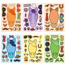 1/2/6 Sets"Build Your Own Horse" Sticker Kit, 6 Sheets Interactive DIY Horse Face Stickers , Whimsical Make-A-Horse Sticker Sheets, Suitable For Birthday Parties, Craft Nights, Party Favors, Educational Activities & Family Fun - Multicolor - View 8