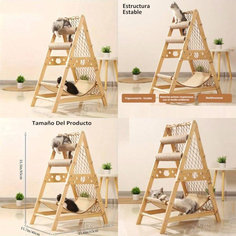 Torre De Madera para Gato Árbol para Gatos con 2 Postes - como en la imagen - Ver 1