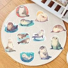Cute Seal Stickers, 50Pcs Ocean Animal Themed Decals, Waterproof Vinyl Stickers For Marine Lovers, Planners, Phone Cases & Daily Decor School Supplies - Sticker - View 4