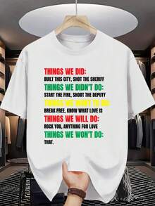 Nueva camiseta casual versátil y elegante de manga corta% algodón con estampado - Camiseta para hombre con estampado de frases divertidas - Cosas que hemos hecho/pondremos en marcha/no queremos hacer - Camiseta casual de cuello redondo de color azul real, adecuada para uso diario, fiestas y salidas - Unisex. - Negro - Ver 6