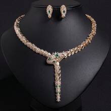 3pcs/1set Nigerian Women Dubai Gold Snake Style Jewelry Set Includes Bridal Necklace, Earrings, Clothing And Jewelry, Ideal Gift For Wedding Dresses - Snake - View 3