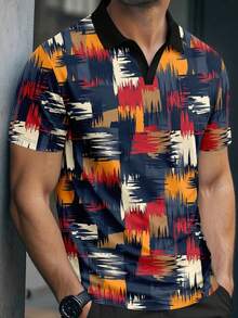 Polo Rajut Lengan Pendek Kerah Pesawat, Model Fashion Musim Panas - MultiWarna - View 5